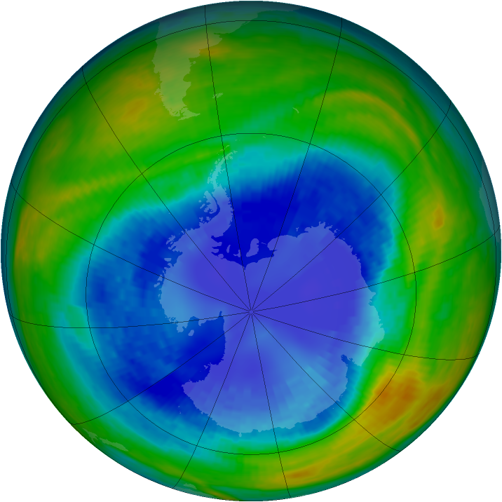 Antarctic ozone map for 01 September 1993